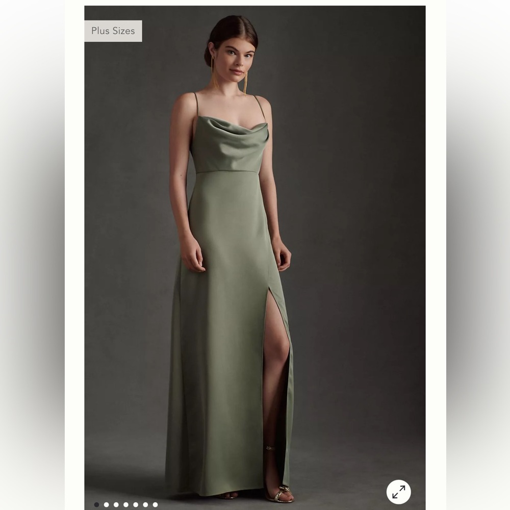 Bridesmaid dress BHLDN Remy Satin Charmeuse Gown in Moss
